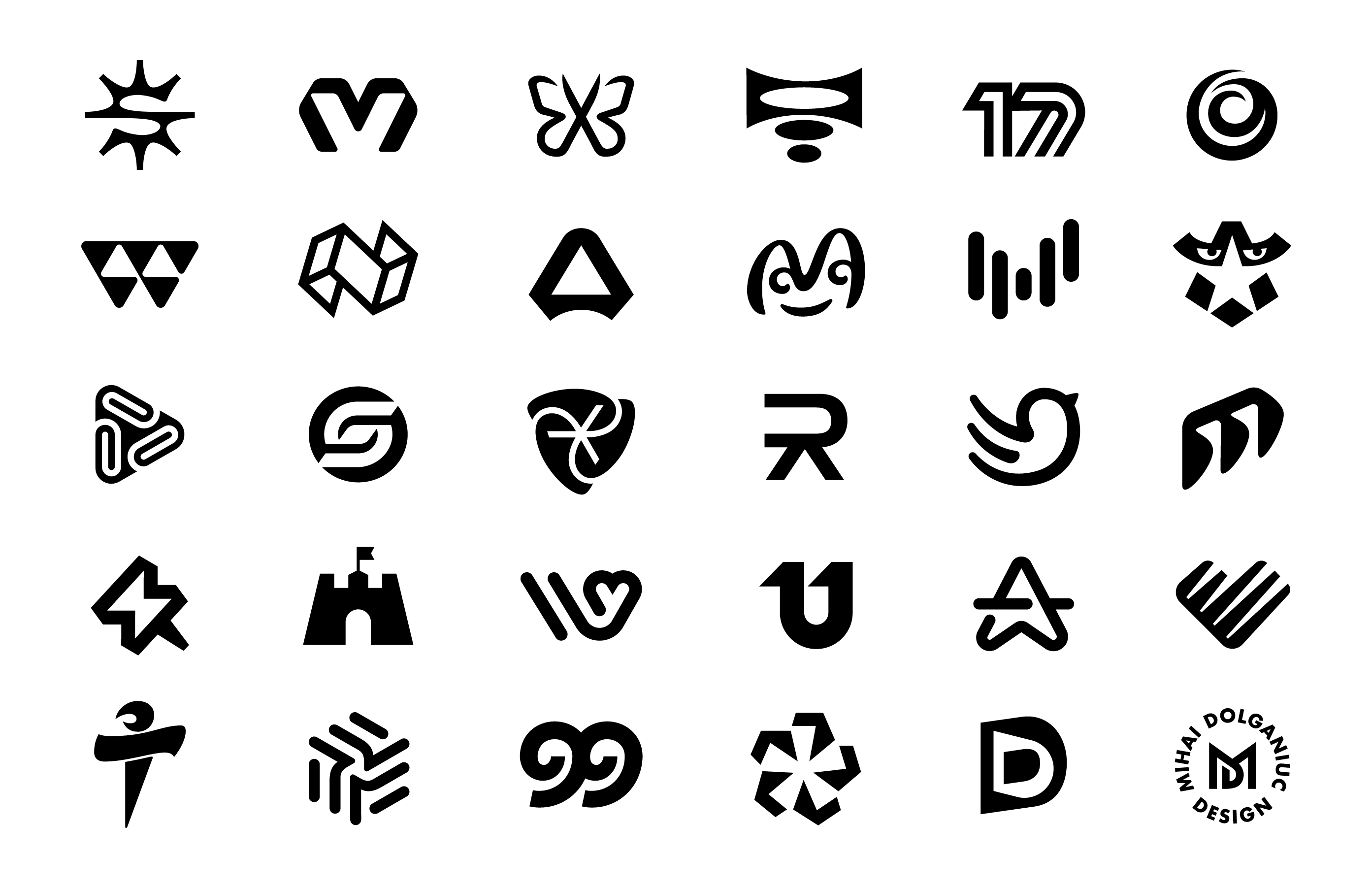 black and white collection negative space solid classic logo design mark symbol timeless mihai dolganiuc design