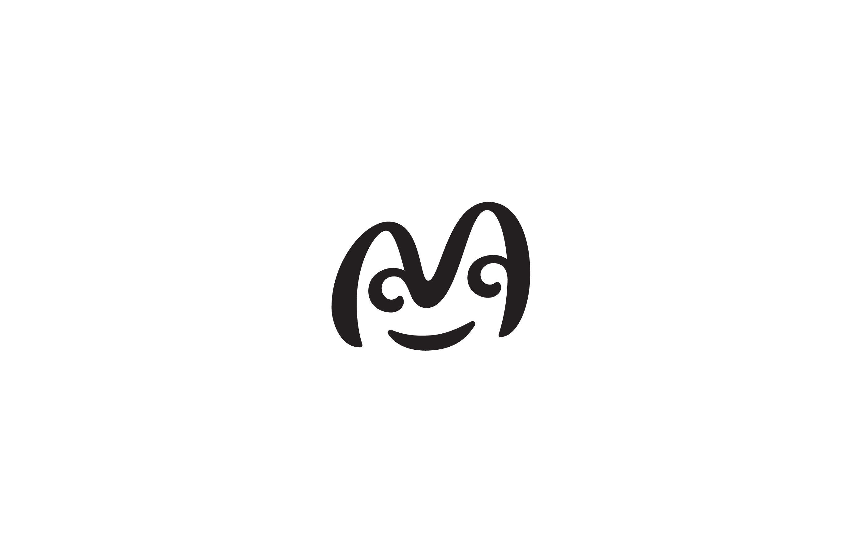 letter m happy face smile look eyes laugh classic logo design mark symbol timeless