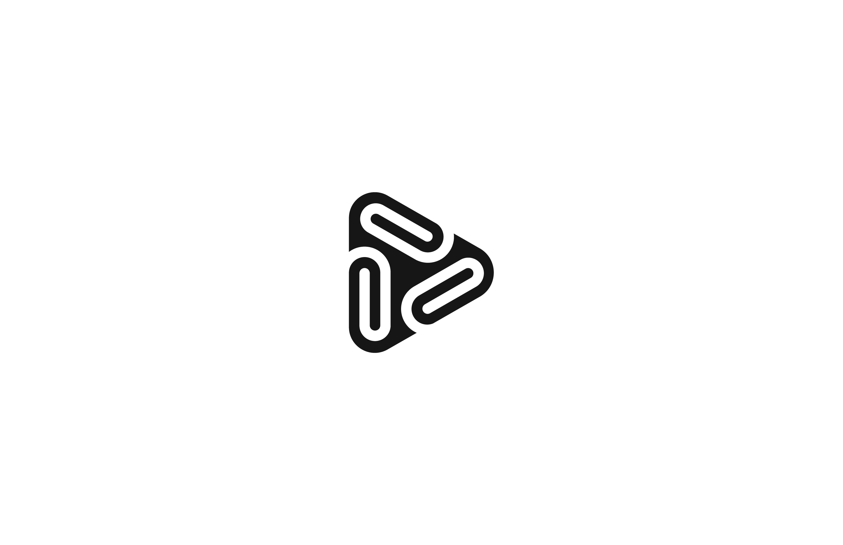play button media video paper clip office negative space solid classic logo design mark symbol timeless