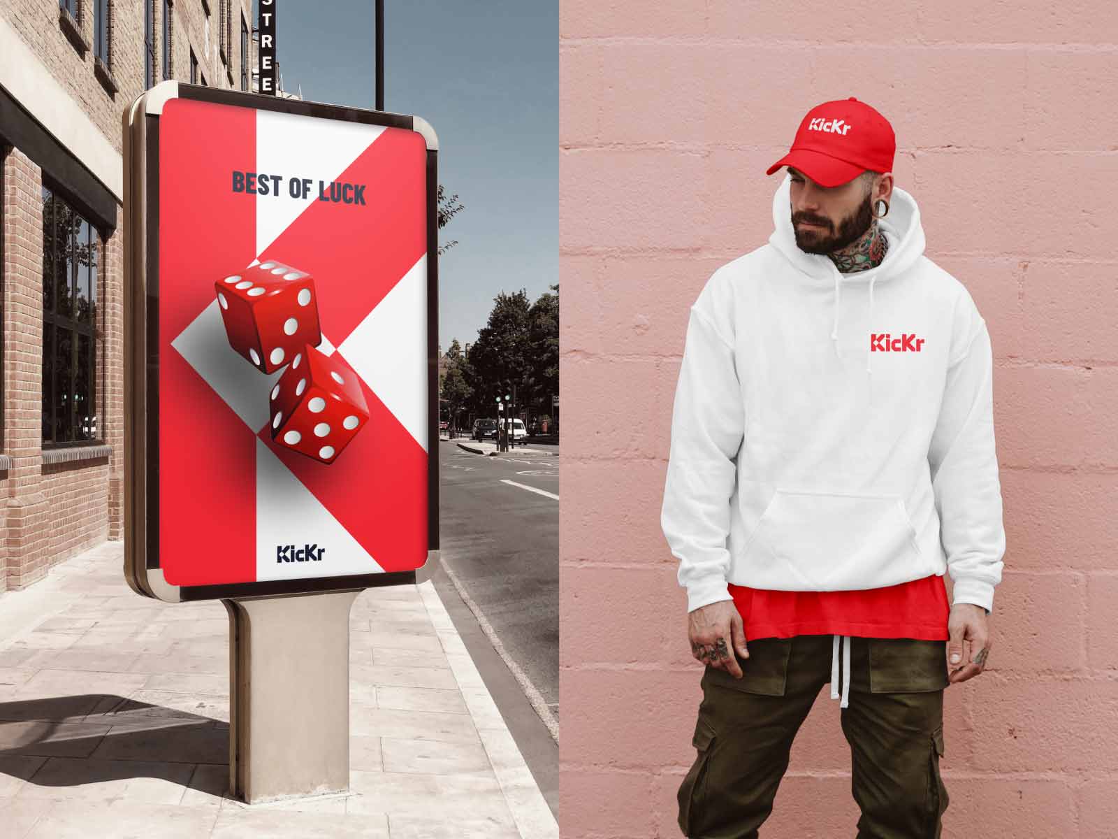 brand applications design billboard wordmark online casino dice play luck negative space mihai dolganiuc design