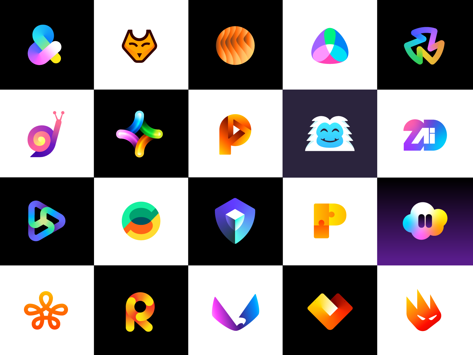 logo design collection symbols modern gradient yeti tech saas web3 works graphic design mihai dolganiuc design