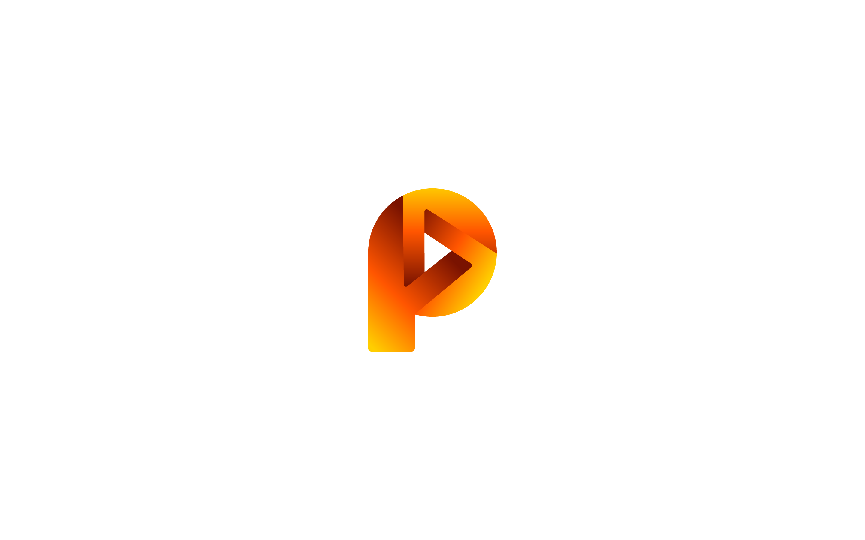logo design based on the letter p combined with a play symbol designed with warm gradients by mihai dolganiuc design