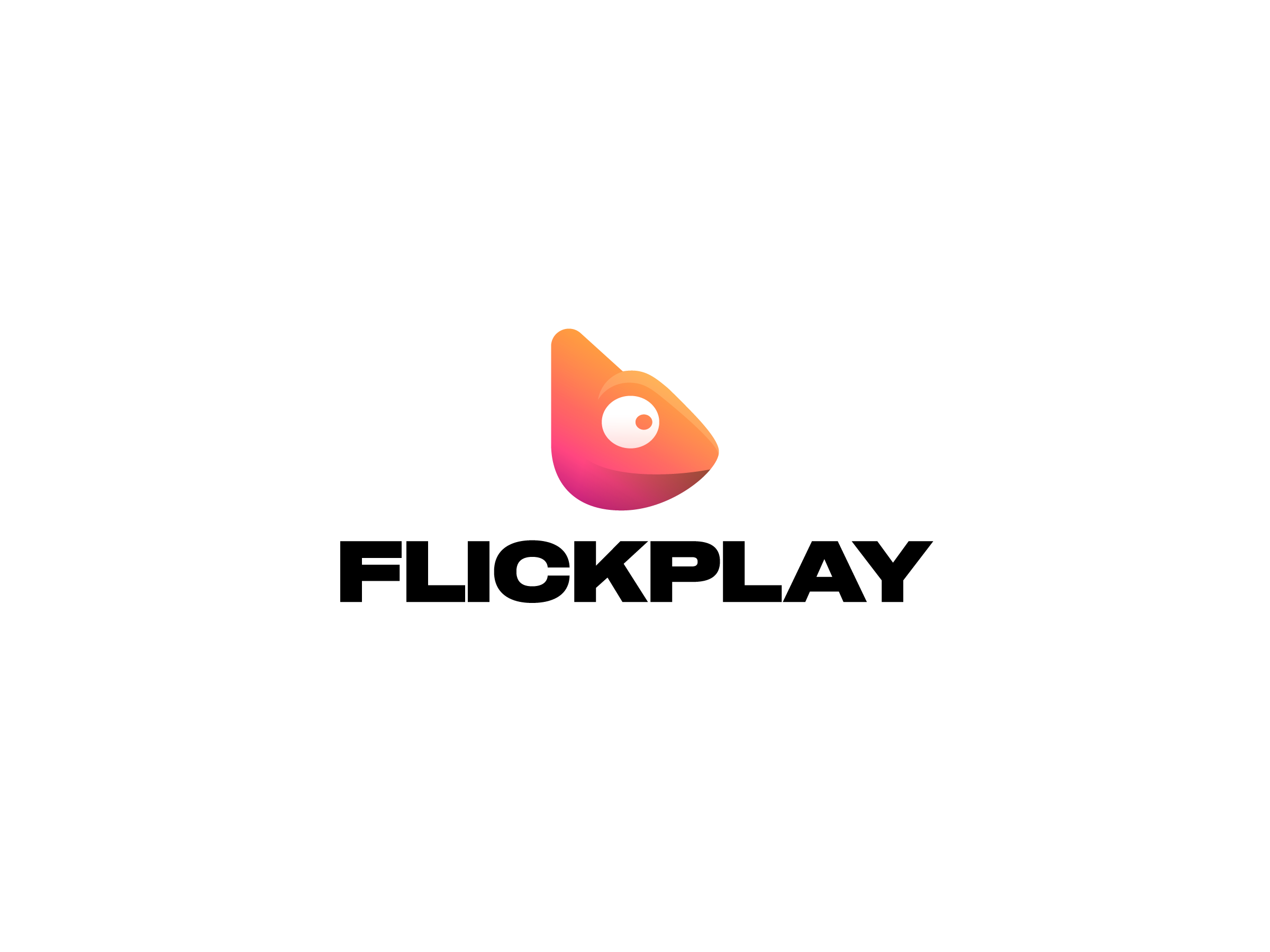 flickplay chameleon animal cute mascot smile marks logo design custom type mihai dolganiuc